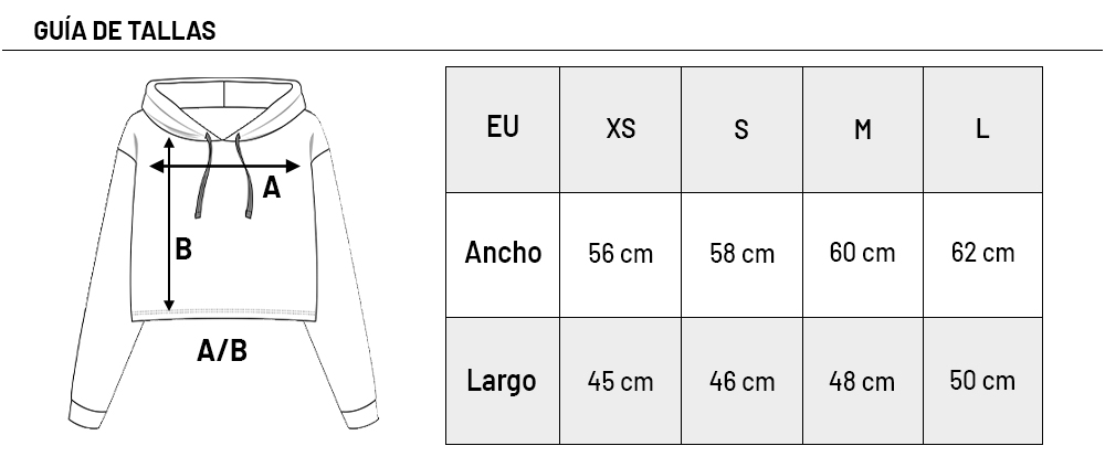 Tallas Sudadera Crop